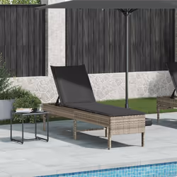 vidaXL Lettino Prendisole con Cuscino Grigio Chiaro 55x200x44 cm - Vista aggiuntiva 3