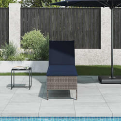 vidaXL Lettino Prendisole con Cuscino Grigio 55x200x44cm in Polyrattan