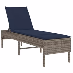 vidaXL Lettino Prendisole con Cuscino Grigio 55x200x44cm in Polyrattan - Vista aggiuntiva 2