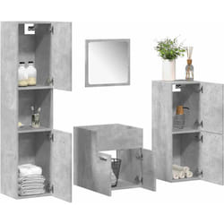vidaXL Set Mobili da Bagno 4 pz Grigio Cemento in Legno Multistrato