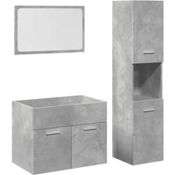 Set Mobili da Bagno 3 pz Grigio Cemento in Legno Multistrato - Vidaxl