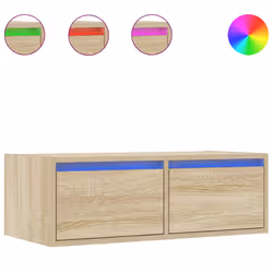 vidaXL Mobile Porta TV con Luci LED Rovere Sonoma 75x35,5x25 cm - Vista aggiuntiva 2