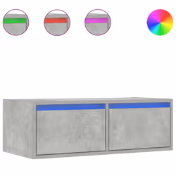 vidaXL Mobile Porta TV con Luci LED Grigio Cemento 75x35,5x25 cm - Vista aggiuntiva 2