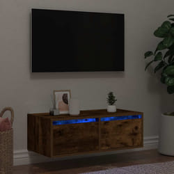 vidaXL Mobile Porta TV con Luci LED Rovere Fumo 75x35,5x25 cm