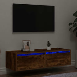 vidaXL Mobile Porta TV con Luci LED Rovere Fumo 100X35,5x25 cm