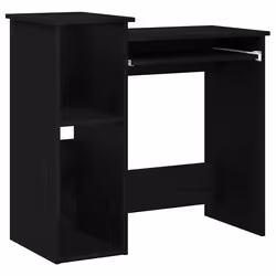 vidaXL Scrivania con Mensole Nera 84x40x78 cm in Legno Multistrato - Vista aggiuntiva 2