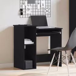 vidaXL Scrivania con Mensole Nera 84x40x78 cm in Legno Multistrato - Vista aggiuntiva 3