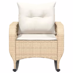 VidaXL 4104197 sedia da esterno Terrazzo Seduta imbottita Rattan sintetico, Acciaio Crema, Bianco - Vista aggiuntiva 4