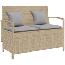 Panca Portaoggetti da Giardino con Cuscino Beige in Polyrattan Vidaxl 952456