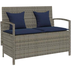 Panca Portaoggetti da Giardino con Cuscino Grigio in Polyrattan Vidaxl