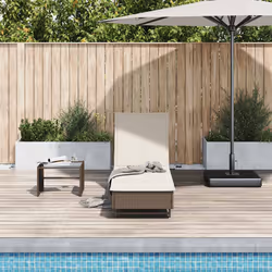 vidaXL Lettino Prendisole con Ruote e Cuscino in Polyrattan Marrone - Vista aggiuntiva 3