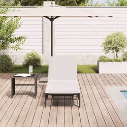 vidaXL Lettino Prendisole con Cuscino Nero in Polyrattan - Vista aggiuntiva 3