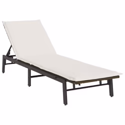 vidaXL Lettino Prendisole con Cuscino Marrone in Polyrattan - Vista aggiuntiva 2