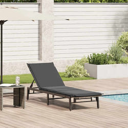 vidaXL Lettino Prendisole con Cuscino Grigio in Polyrattan