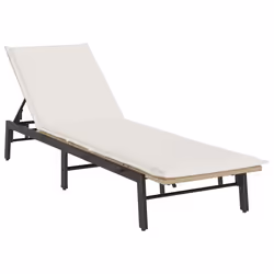 vidaXL Lettino Prendisole con Cuscini Beige in Polyrattan - Vista aggiuntiva 2