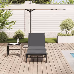 vidaXL Lettino Prendisole con Cuscino Grigio Chiaro in Polyrattan - Vista aggiuntiva 3