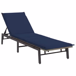 vidaXL Lettino Prendisole con Cuscino Grigio in Polyrattan - Vista aggiuntiva 2