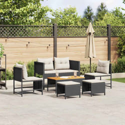 vidaXL Set Divano da Giardino 6 pcs Nero e crema polyrattan