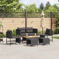 vidaXL Set Divano da Giardino 6 pcs Nero polyrattan