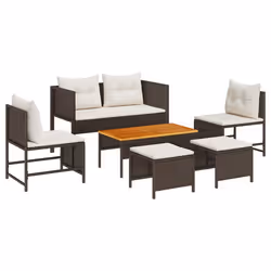 vidaXL Set Divano da Giardino 6 pcs Marrone e crema polyrattan - Vista aggiuntiva 2