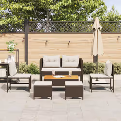 vidaXL Set Divano da Giardino 6 pcs Marrone e crema polyrattan - Vista aggiuntiva 3