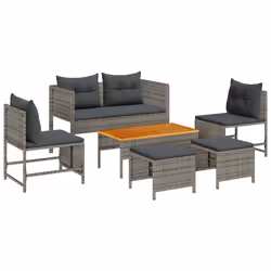 vidaXL Set Divano da Giardino 6 pcs grigio e grigio scuro polyrattan - Vista aggiuntiva 2