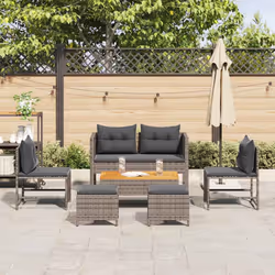 vidaXL Set Divano da Giardino 6 pcs grigio e grigio scuro polyrattan - Vista aggiuntiva 3