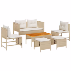 vidaXL Set Divano da Giardino 6 pcs beige e panna polyrattan - Vista aggiuntiva 2