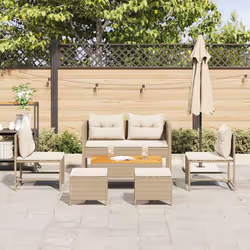 vidaXL Set Divano da Giardino 6 pcs beige e panna polyrattan - Vista aggiuntiva 3