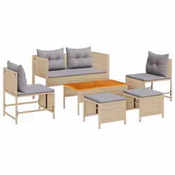 vidaXL Set Divano da Giardino 6 pcs beige e grigio chiaro polyrattan - Vista aggiuntiva 2