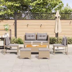 vidaXL Set Divano da Giardino 6 pcs beige e grigio chiaro polyrattan - Vista aggiuntiva 3
