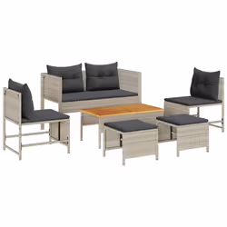 vidaXL Set Divano da Giardino 6 pcs Grigio chiaro e grigio scuro - Vista aggiuntiva 2