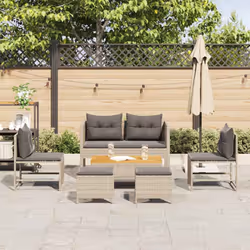 vidaXL Set Divano da Giardino 6 pcs Grigio chiaro e grigio scuro - Vista aggiuntiva 3