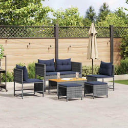 vidaXL Set Divano da Giardino 6 pcs grigio e blu navy polyrattan