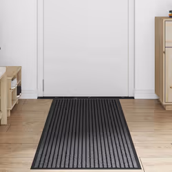 vidaXL Tappetino Rigato Nero e Grigio 60 x 180 cm Polipropilene e PVC - Vista aggiuntiva 3