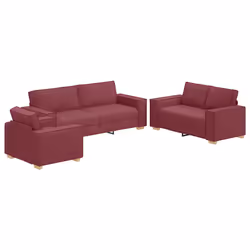 vidaXL Set di divani 3 pcs Rosso Vino 220 x 78 x 84 cm Tessuto - Vista aggiuntiva 2