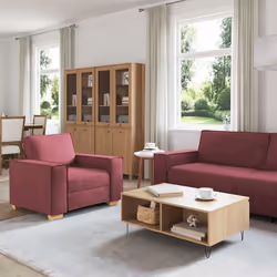 vidaXL Set di divani 3 pcs Rosso Vino 220 x 78 x 84 cm Tessuto - Vista aggiuntiva 3
