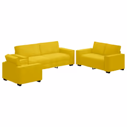 vidaXL Set di Divani 3 pz con Cuscini giallo in Velluto - Vista aggiuntiva 2