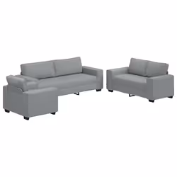 vidaXL Set di Divani 3 pz con Cuscini Grigio Chiaro in Tessuto - Vista aggiuntiva 2