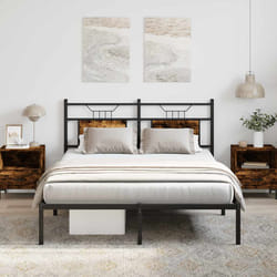 vidaXL Giroletto senza Materasso Rovere Fumo 137x190 cm in Truciolato