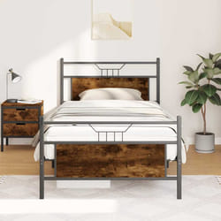 vidaXL Giroletto senza Materasso Rovere Fumo 100x200 cm in Truciolato