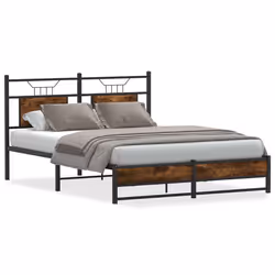 vidaXL Giroletto senza Materasso Rovere Fumo 150x200 cm in Truciolato - Vista aggiuntiva 2