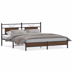 vidaXL Giroletto senza Materasso Rovere Marrone 183x213 cm Truciolato - Vista aggiuntiva 2