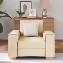 vidaXL Poltrona Divano Crema 60 cm Tessuto - Vista aggiuntiva 3