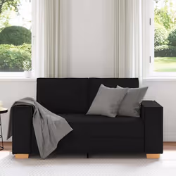 vidaXL Divano a 2 posti Nero 120 cm Tessuto - Vista aggiuntiva 3
