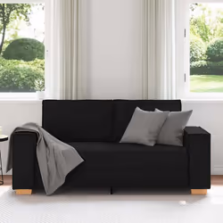 vidaXL Divano a 2 posti Nero 140 cm Tessuto - Vista aggiuntiva 3