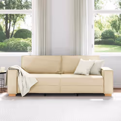 vidaXL Divano 3-Persone con cuscino Crema 220 x 78 x 84 cm Tessuto - Vista aggiuntiva 3