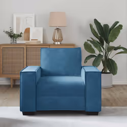 vidaXL Divano Sedia Blu 60 cm Velluto - Vista aggiuntiva 3