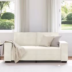vidaXL Divano a 2 Posti crema 140 cm in Velluto - Vista aggiuntiva 3