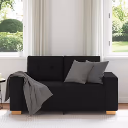 vidaXL Divano Divanetto Nero 120 cm in Tessuto - Vista aggiuntiva 3